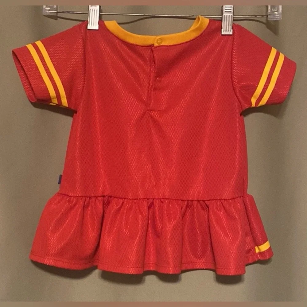Kansas City Chiefs NFL Team Apparel Gerber Red and Yellow Kids Peplum Jersey 18M